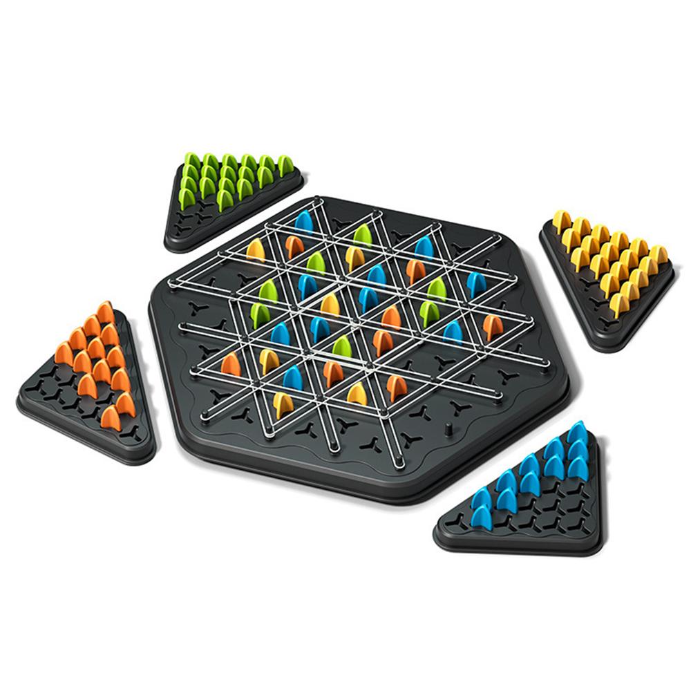 

Chain Triangle Chess Board Game Rubber Band Triangle Chain Game Gift for Kids and Teenagers Aged 3 to 18 A