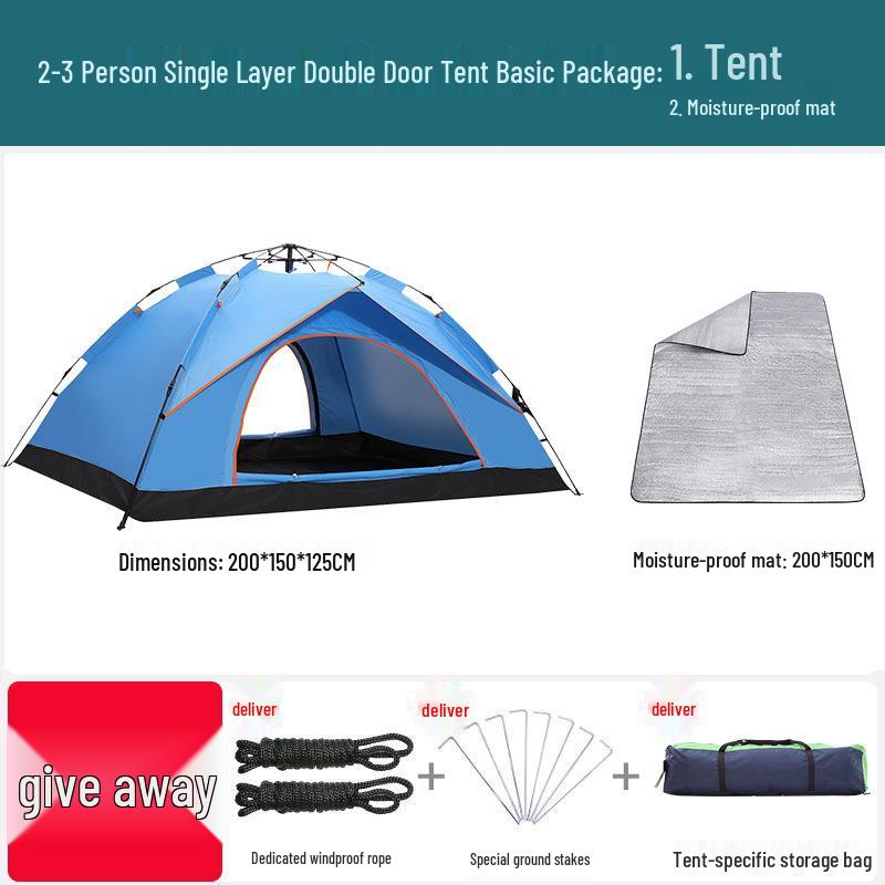 Double Person Automatic Tent: Thickened, Rainproof & Sun-Protective for Outdoor, Wild Camping or Beach Use