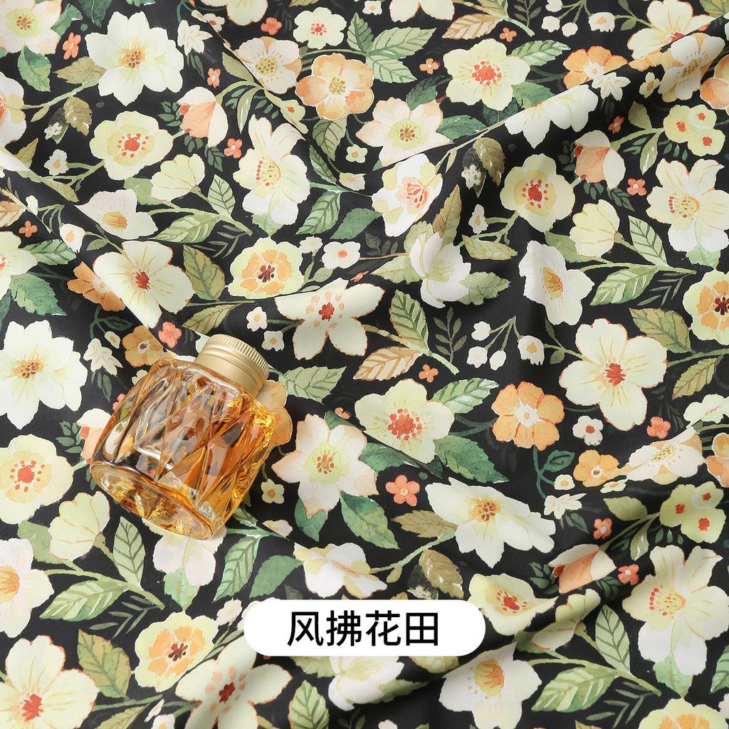 0.5m/2m Non Transparent Floral Chiffon Fabric for Sewing Summer Skirts Dresses Children's Clothing Rural Style Clothing Fabric