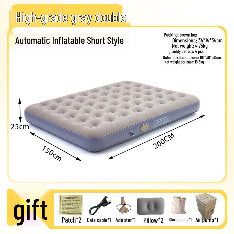 Elevated Flocked Inflatable Mattress with Built-in Pump and Moisture-Proof Pad