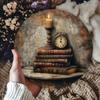 Retro Metal Wall Art Decor Vintage Book Candle Clock Tin Sign for Home