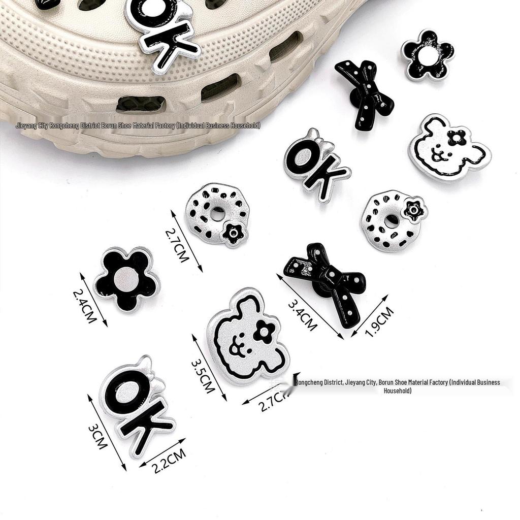 Matt Silber Welpen Herz Blume Schmuck Haarschmuck Clogs Handgefertigte Materialien