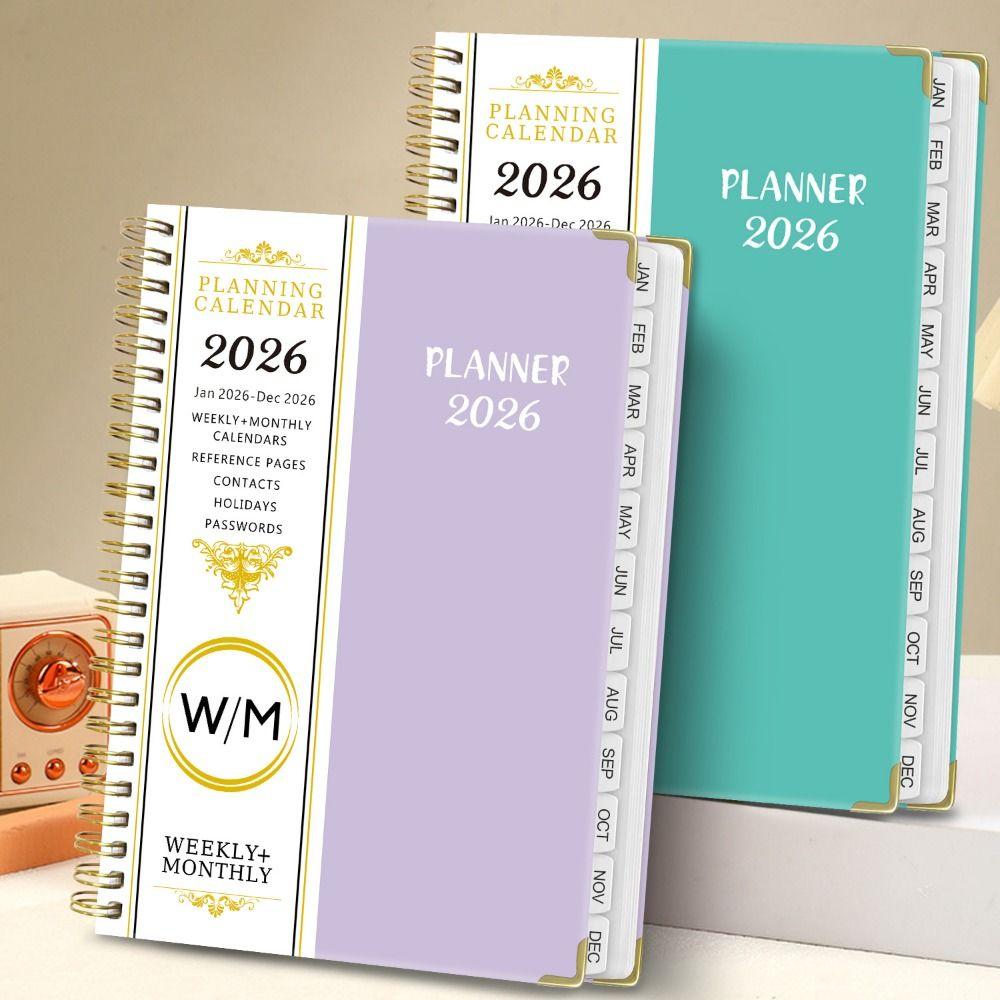 A5 Size 2026 Planner Notebook Yearly Schedule Daily Plan Yearbook Spiral Notebook  Office Supplies