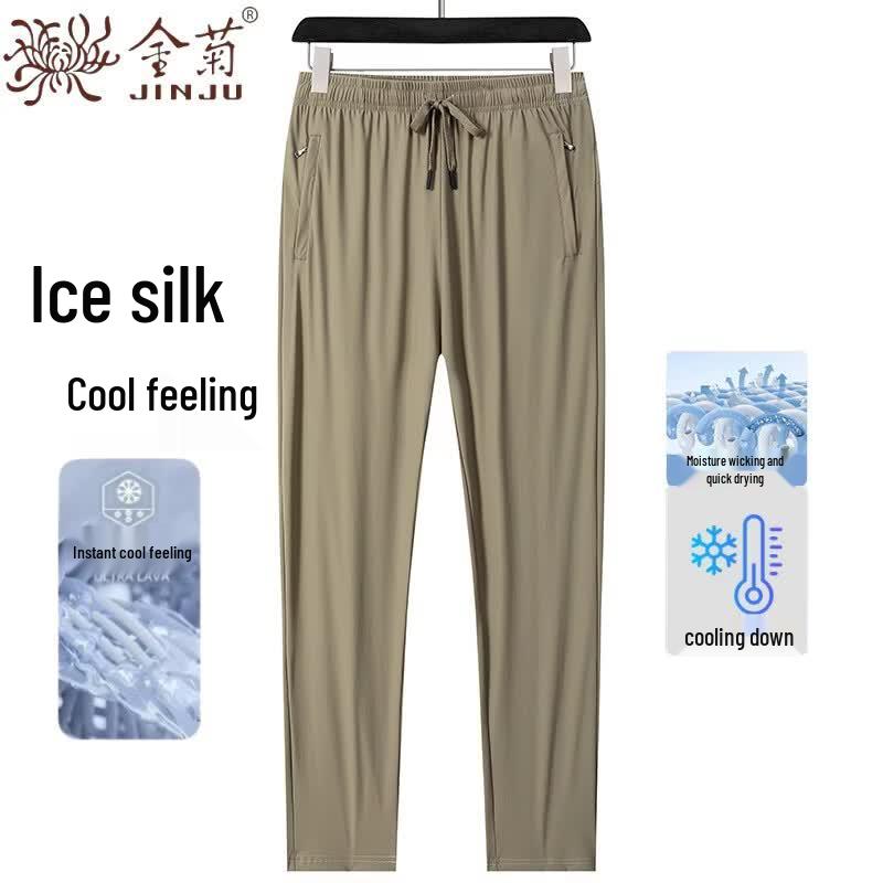 

Men s Ice Silk Quick-Dry Straight Leg Casual Pants L