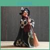 Halloween Witch Figurine With Broom Plush Decor For Spooky Room Atmosphere