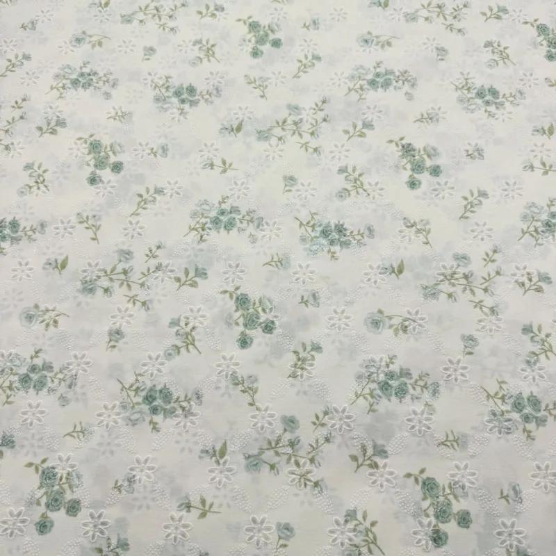 100x150cm Small Floral Printed Fabric Acetate Crease Textured Jacquard Fabric DIY Women's Chiffon Floral Dress Shirt