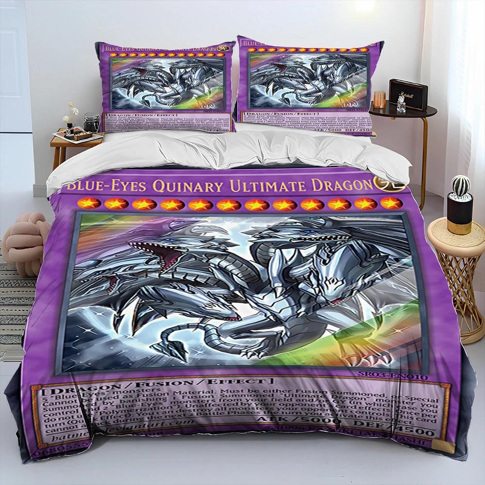 3D Yu-Gi-Oh MONSTER CARD Anime Comforter Bedding Set,Duvet Cover Bed Set Quilt Cover Pillowcase,king Queen Size Bedding Set Boys