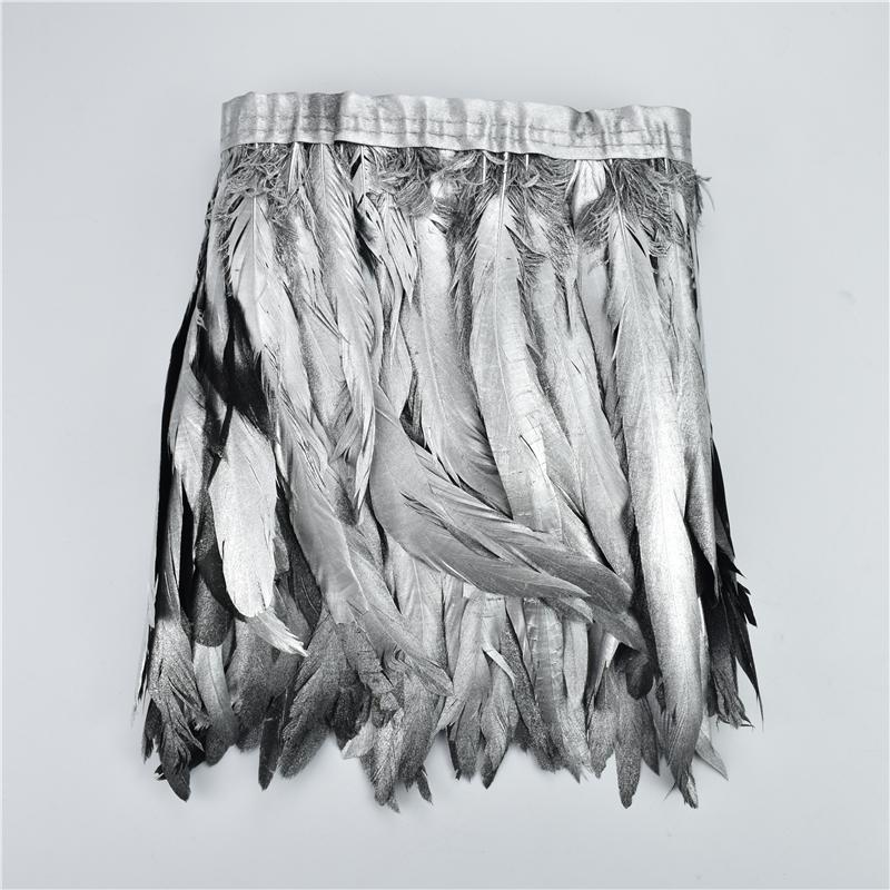 2Meters Colored Rooster Tail Feather Trim Ribbon Tape Black Pheasant Feathers for Crafts Carnival Party Decoration Decorative