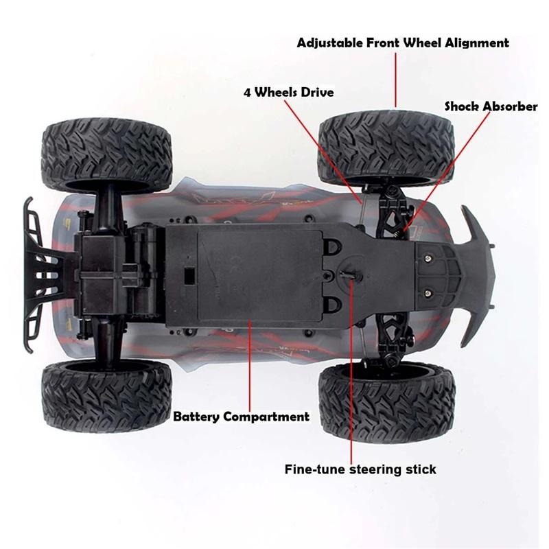 1:14 Scale 2.4G RC Bigfoot Truck, 20km/h High Speed Off-Road Crawler with PVC Anti-Crash Shell for Kids