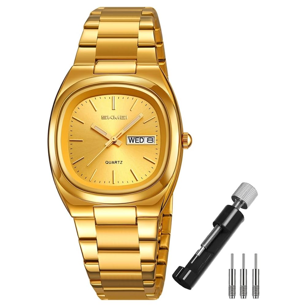 SKMEI Square Women s Quartz Watch Gold Stainless Steel Waterproof Business Date Display Elegant Design