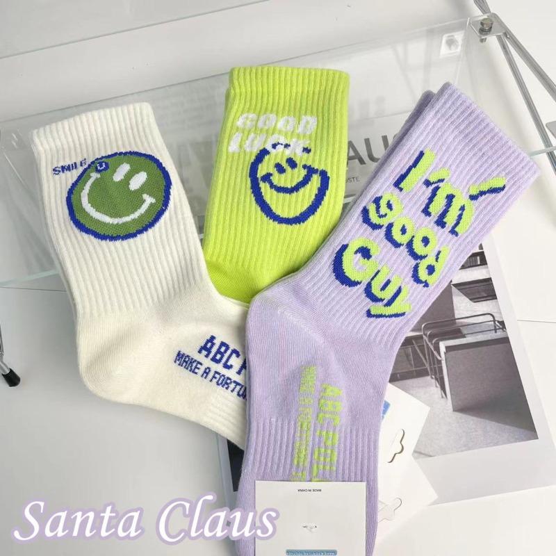 Mid-calf Socks for Men and Women, Unisex Couple, Trendy and Versatile Socks, Smiley Letter Sports Socks