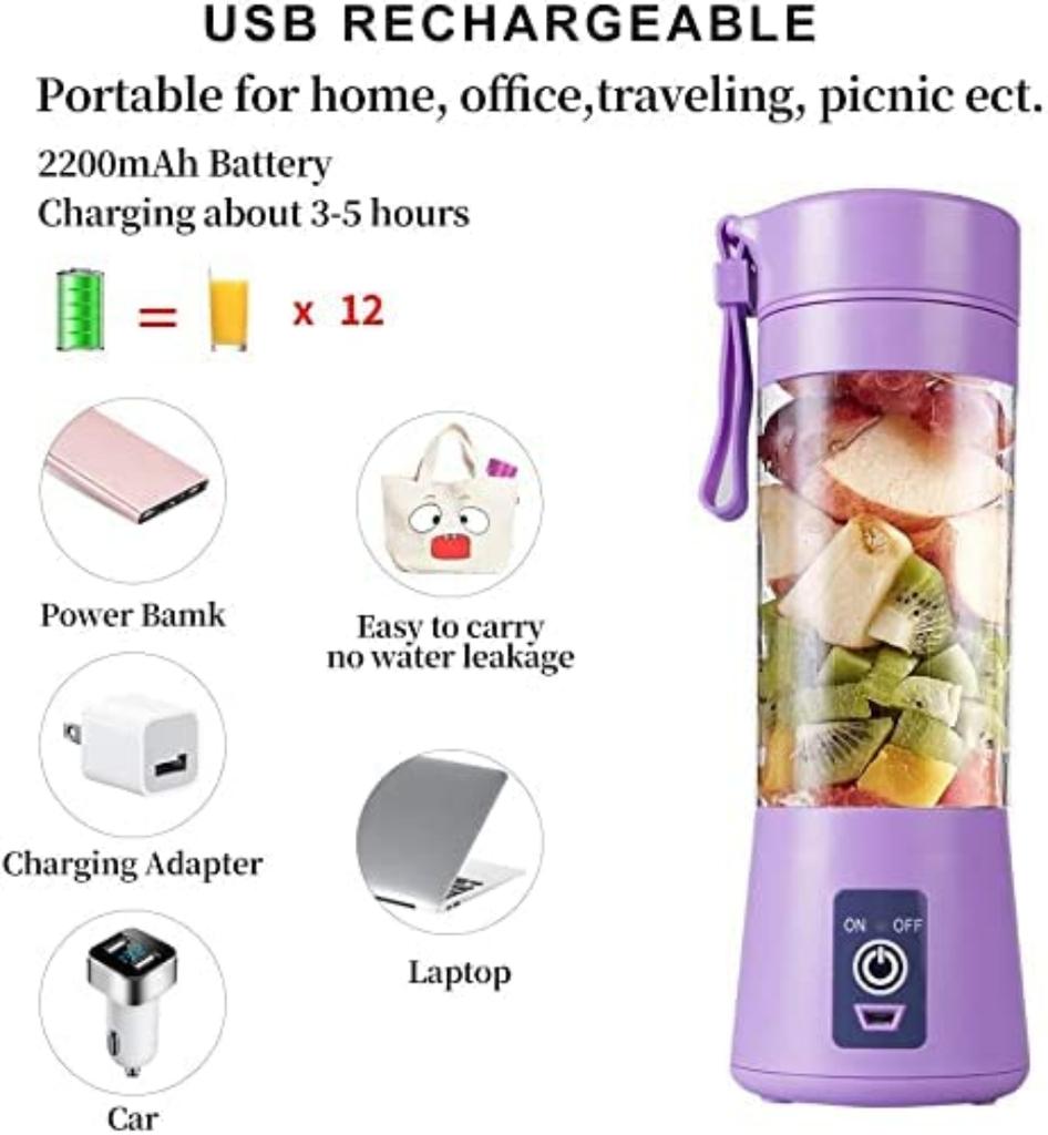 380ml Travel Portable Blender Electric USB Mini Juicer Blender For Shakes Smoothies Great for Mixing Lightweight Ffor Kitchen