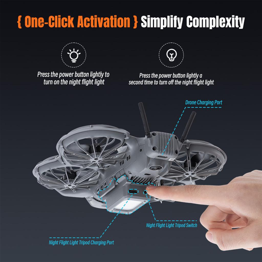 Rechargable Foldable LED Landing Gear with Flash LED Lights Clear Lighting Night Flying Light Protector Kit for DJI NEO 2 Drone