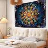 Bohemian Peacock Feather Mandala Tapestry, Colorful Floral Print with Starry Galaxy Background Large Wall Hanging for Bedroom