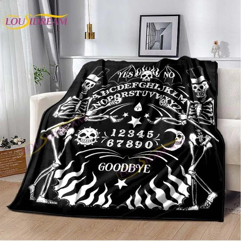 Magic Ouija Board Alphabet Blanket Witchcraft Pentagon Blanket for Bedroom Living Room Sofa Gothic Ouija Hand Flannel Blanket