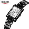 Skmei 2570 Elegant Fashion Women Quartz Watch Costume Stainless Steel Band Waterproof Rectangle in Stock Casual Watch Set