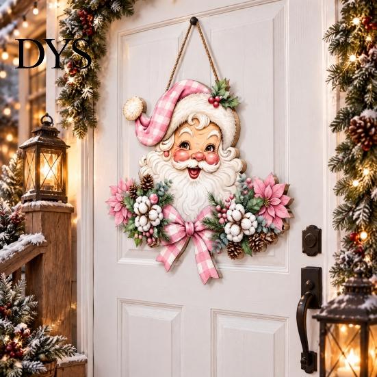 Seasonal Front Door Decor Wooden Christmas Hanger, Santa Claus Wall Plaque, Holiday Sign for Entryway Mantel Corridor Decor, Gift Family Friends