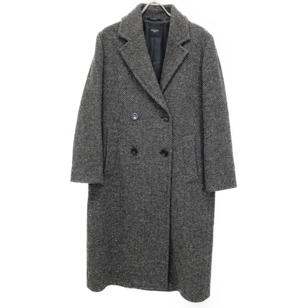 Max MaraWEEKEND 24250160426 Gray 100% Wool Herringbone Semi-Double Long Coat Coat 38 grayUsed