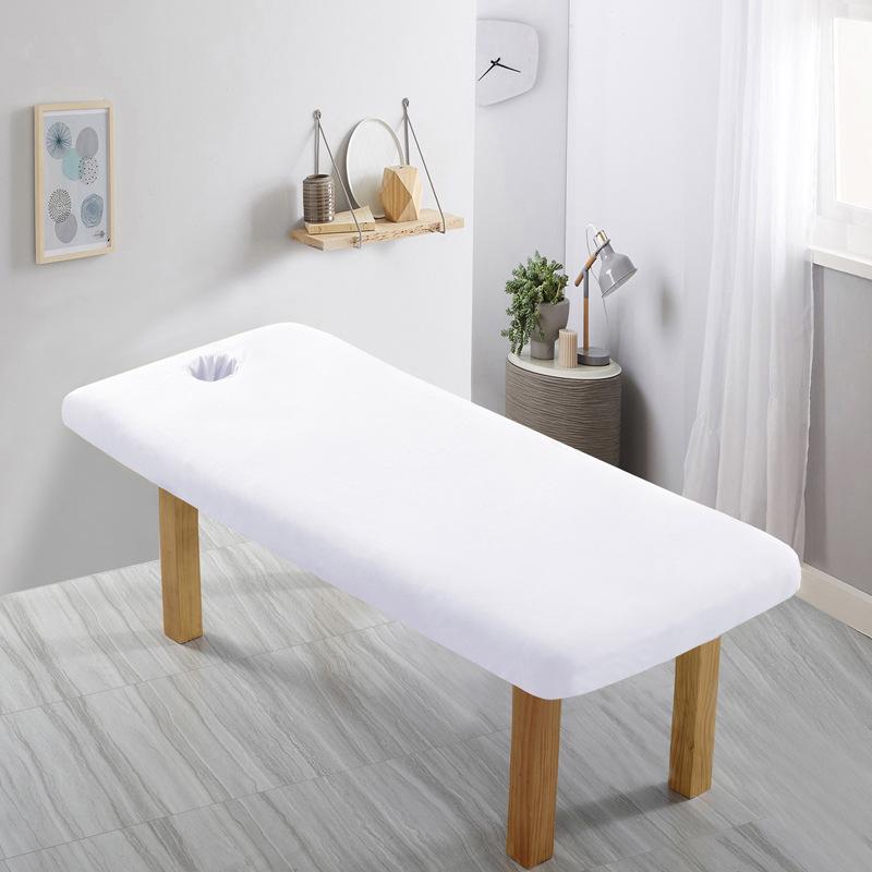 Universal Beauty Bed Set: Solid Color Brushed Tuina Massage & Physiotherapy Bed Cover with Hole.