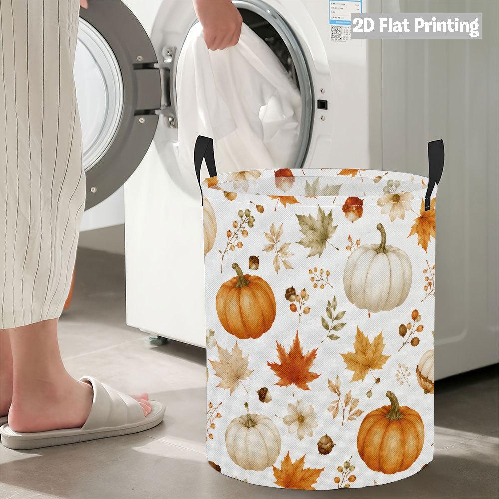 Collapsible Laundry Basket Large Round Waterproof Fabric Hamper Dirty Clothes Storage Bin Toy Organizer with Handles