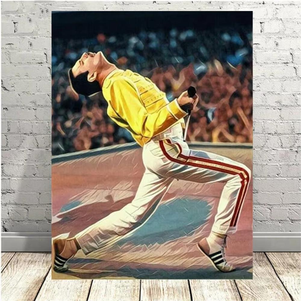 Freddie Mercury Klasické 5D DIY Diamantové Malování Umění Kapela Queen Zpěvák Portrét Výšivka Křížkový Steh Plné Kamínky Domácí Dekorace
