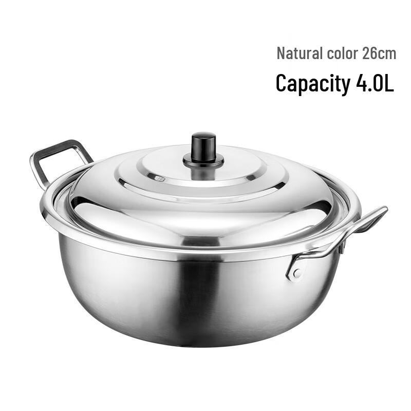 ZISIZ Stainless Steel Double-Handle Cooking Pot