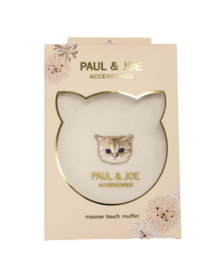 Paul Joe Moonbat Cat Logo Embroidered Scarf with Branded Beige & (44584) Packaging,