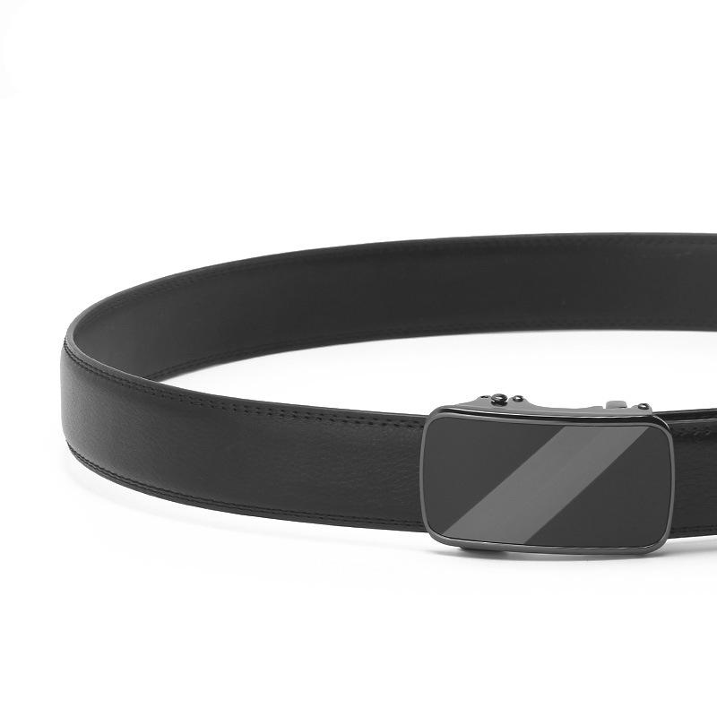 Wear Automatic Buckle Opening Two Layer Cowhide Belt for Business and Casual Men's Trendy Belt