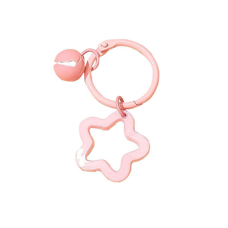 2pcs Korean Version of Ins Small Fresh Color Small Star Bell Keychain Candy Color Keyring Pendant Women Bag Keychain Accessories