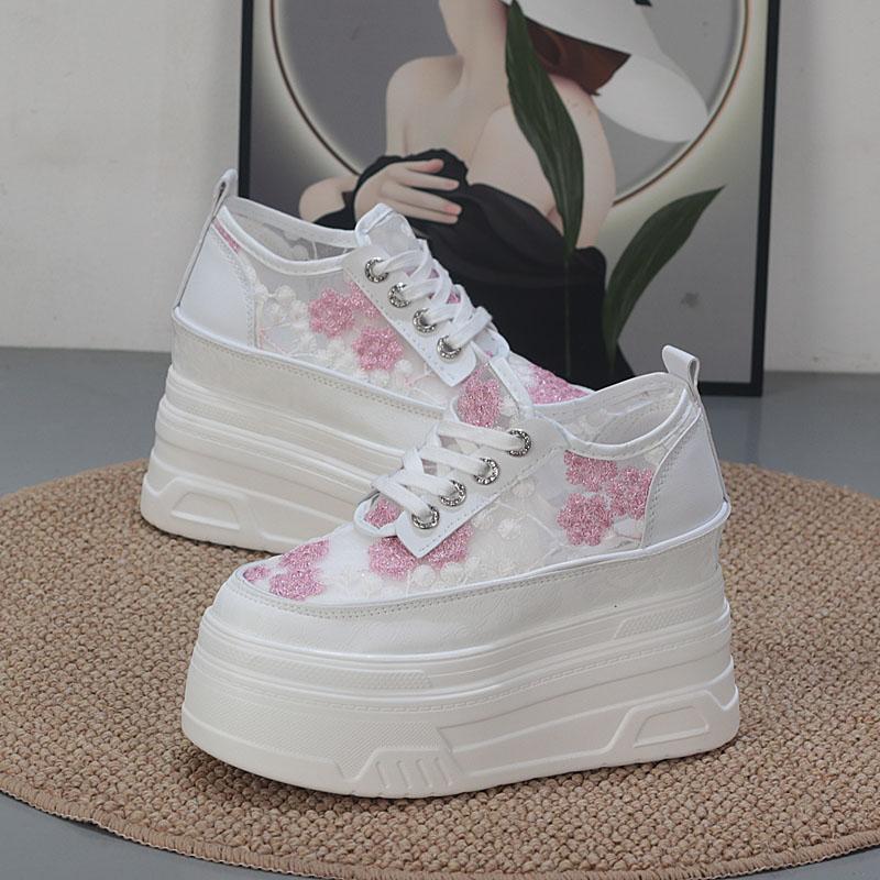 Fashion 12CM Women Summer Air Mesh Chunky Sneakers Sandals Platform Wedge Sandals Slides Shoes Mules Shoes Women Breathable