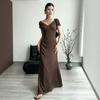 2026 Spring New European, American and Amazon Cross-border Foreign Trade Women's Polka Dot V-neck Short-sleeved Waist Long Dress Temperament Dress