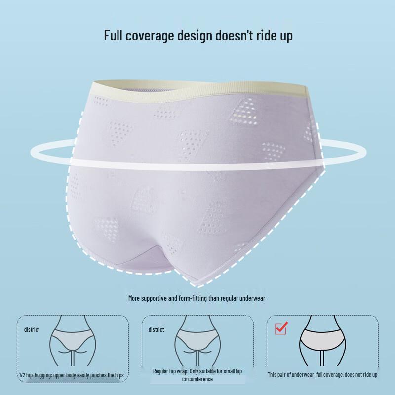FENTENGCARE Women's 7A Antibacterial Cotton Mid-Waist Briefs 4-Pack
