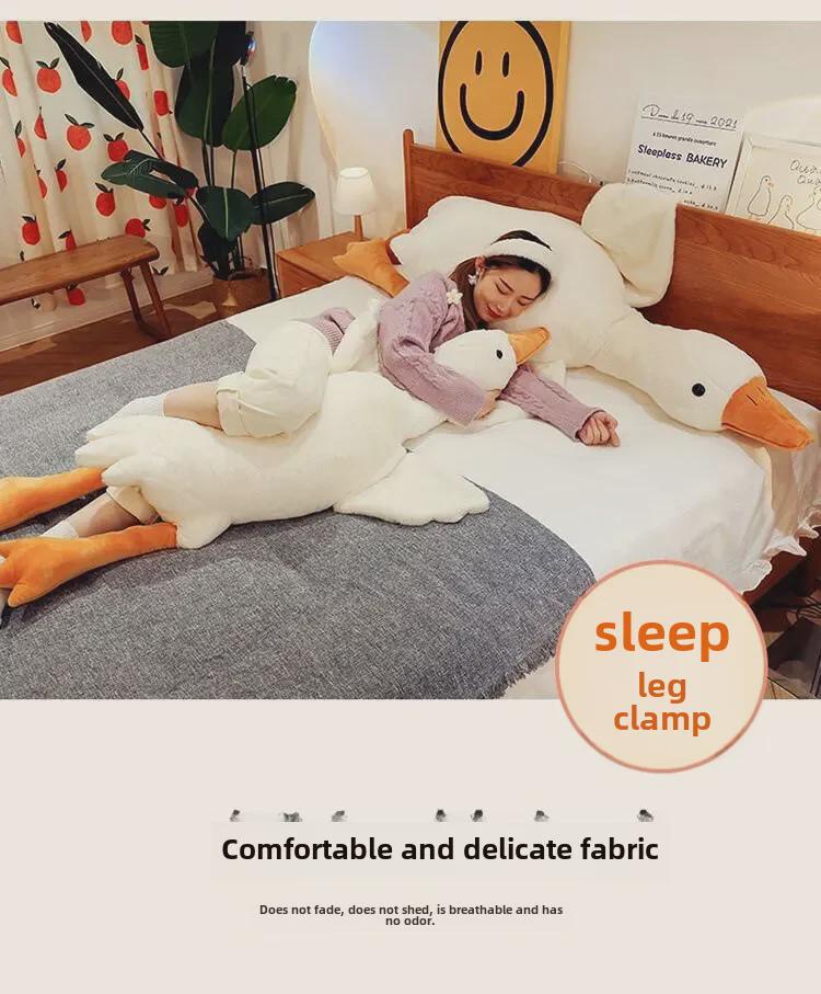 Big White Goose Plush Toy - Cute Sleep Pillow for Girls