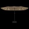 Vidaxl Ombrellone Doppio da Giardino con LED, Colore Taupe, 449X245 Cm