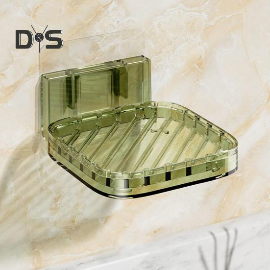 Nástěnný box na mýdlo s odnímatelnou odtokovou vaničkou Silná nosná samolepicí Stojan na mýdlové misky se snadnou instalací