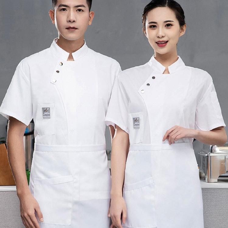 Unisex Arbeitsjacke Küche Kurzarm Knopfleiste Leicht Kochjacke Restaurantbekleidung