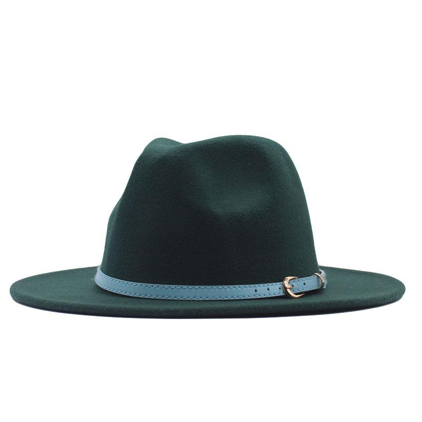 European and American style spring and autumn winter imitation felt big brim hat British retro woolen top hat men's and women's travel Panama jazz hat