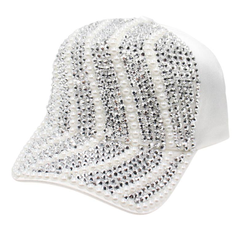 Hat Female Cap Casual Rhinestone Baseball Cap Flash Diamond Sun Hat Handmade Light Board Hat Tide
