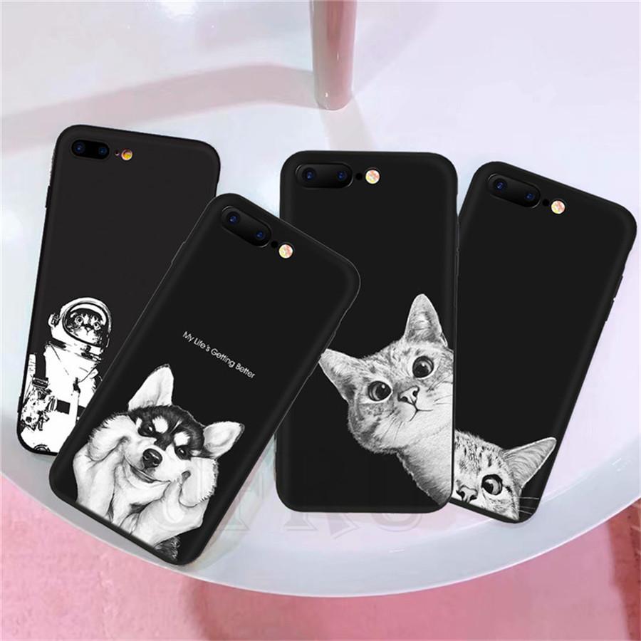 

Прекрасные животные шаблон Черный Тонкий TPU Телефон Обложка для iPhone Samsung Xiaomi