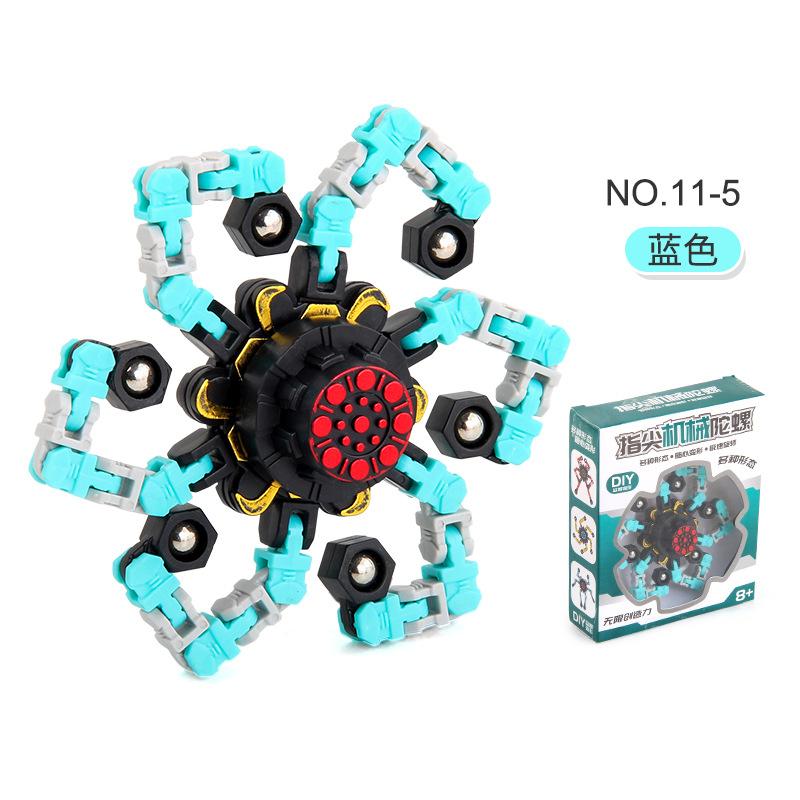 

New Strange Fingertip Mechanical Gyro, Decompression Toy Deformation Mecha Chain Rotating Diy Gyro Box