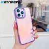 KEYSION Fashion Laser Gradient Colorful Phone Case for iPhone 16 Pro Max Soft TPU+PC Shockproof Back Cover for iPhone 16 Plus