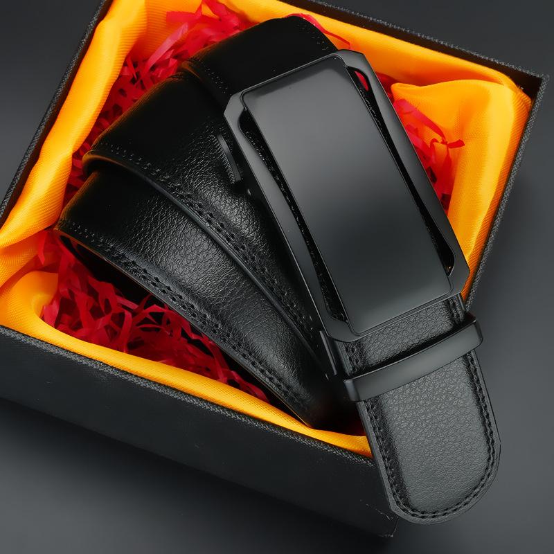 New Men's Genuine Leather Belt with Automatic Buckle Cowhide Belt