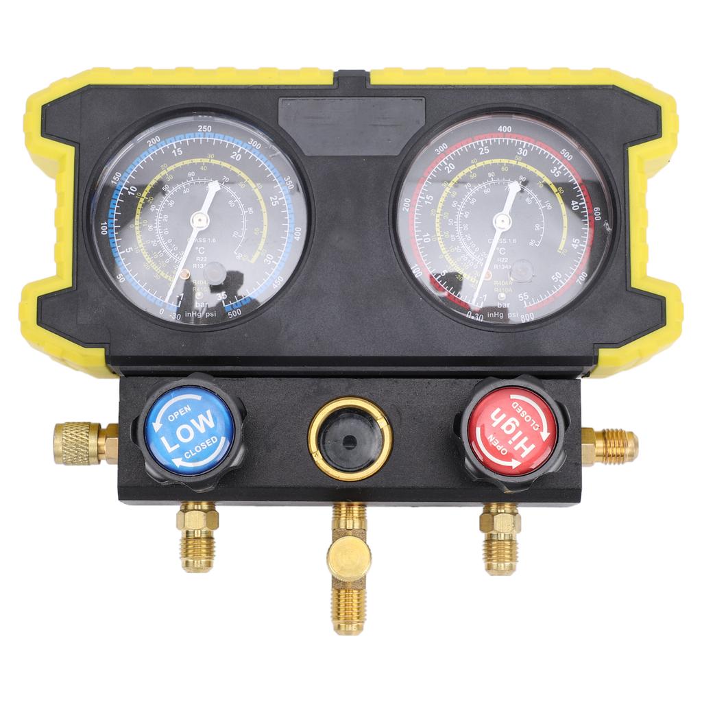 AC Manifold Gauge Set, Automotive R134A R22 R410 Refrigerant Pressure Gauge, AC Charging Tool Kit for Gas Electric