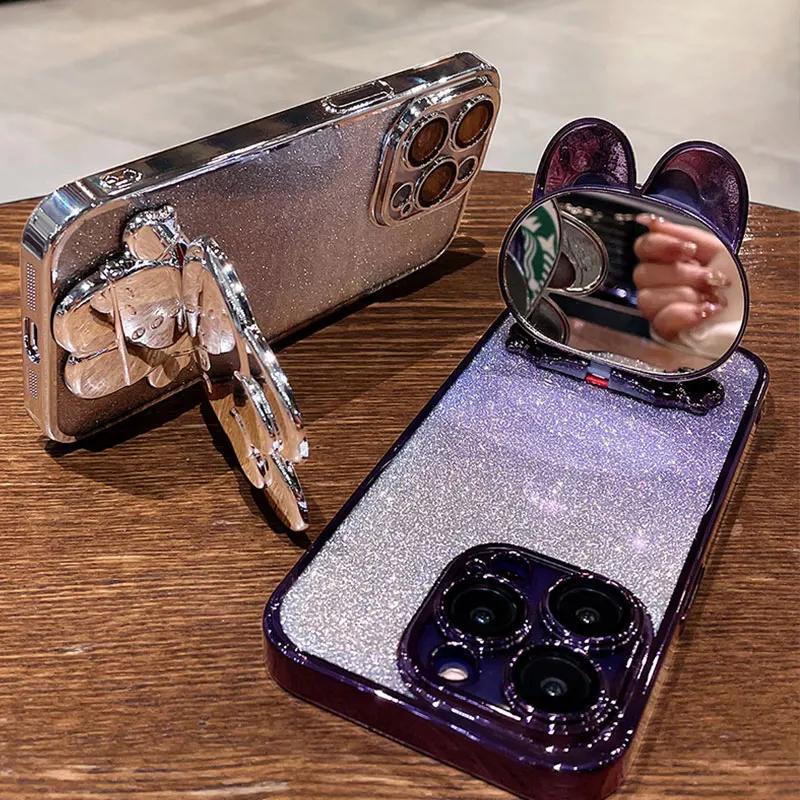 Rabbit Mirror Bracket Case for Honor Magic 7 Pro Magic 6 Lite 5 Pro Honor X9A X9B X8A X8B X7A X7B X6A Seismic Protective Shell