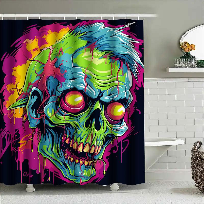 

Tuniu Psychedelic Skull Shower Curtain Cool Halloween Bathroom Decor Vibrant Art Scary Unique Gift 128Cm W60H190(CM)-1 Pcs