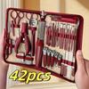 A Set of Extra Large Zipper Bag Stainless Steel Nail Kit, Suitable for Nails, Toenails And Eyebrows, Men'S And Women'S Beauty Care Tools, Nail Tools