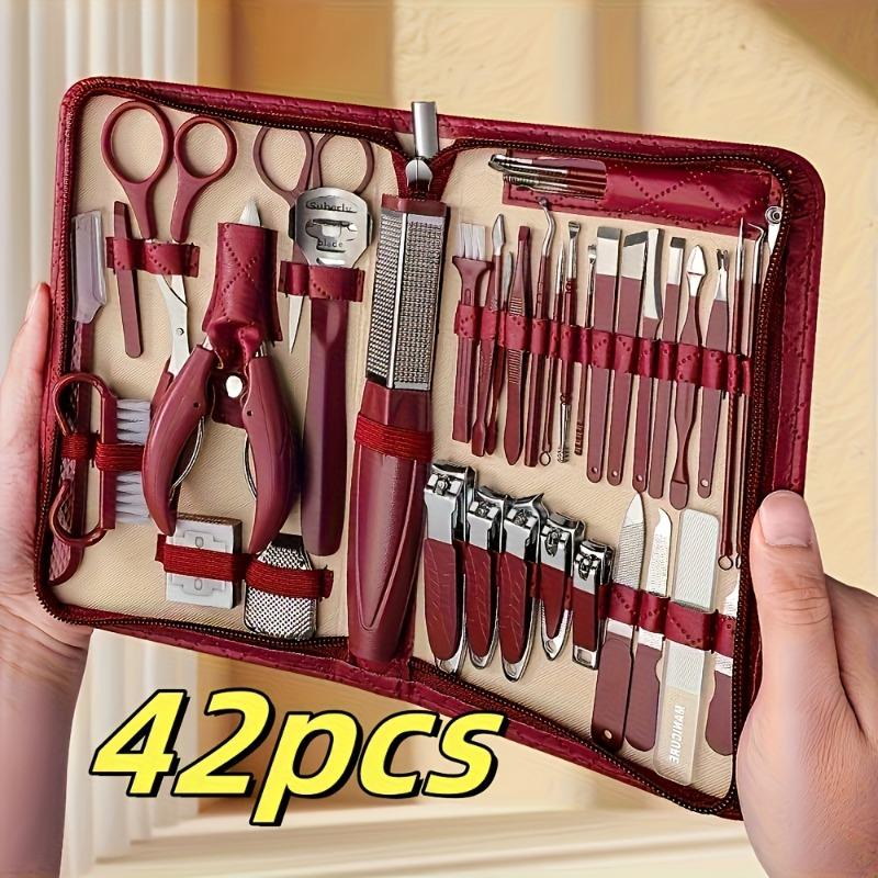 A Set of Extra Large Zipper Bag Stainless Steel Nail Kit, Suitable for Nails, Toenails And Eyebrows, Men'S And Women'S Beauty Care Tools, Nail Tools