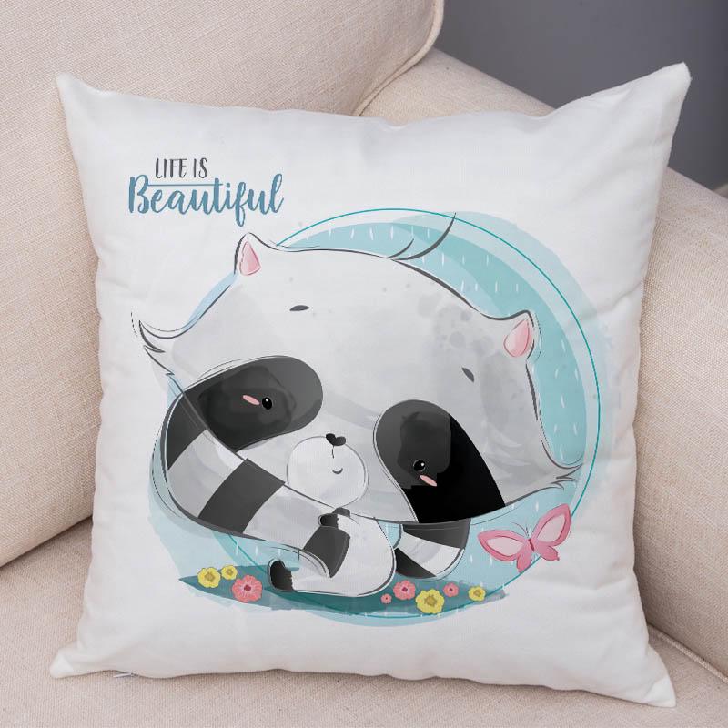 Super Soft Plush Cute Cartoon Giraffe Eleghant Lion Pillow Case Nordic Kids Room Decor Lovely Animal Cushion Cover For Sofa Home
