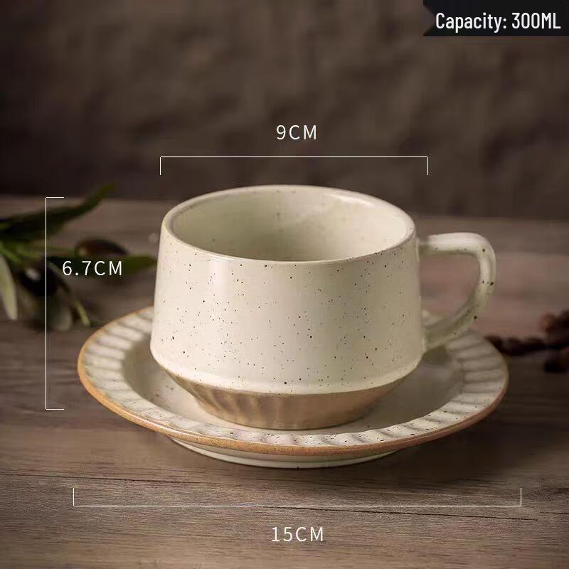 HANDUNYOU Retro Ceramic Coffee Cup and Saucer Set