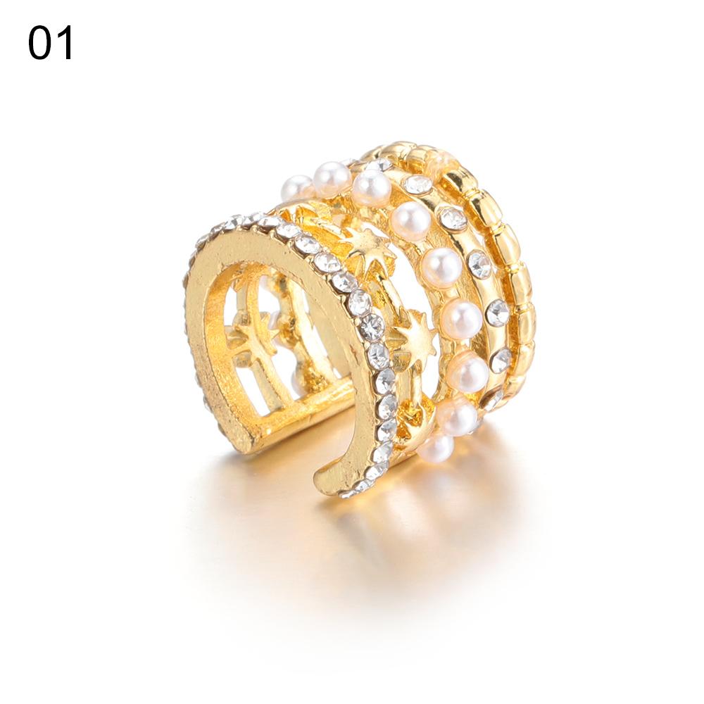 Women Zircon Ear Cuff No Pierced Pearl Ear Clip Fake Conch Piercing Pearl Earrings Fashion Accessories Jewelry